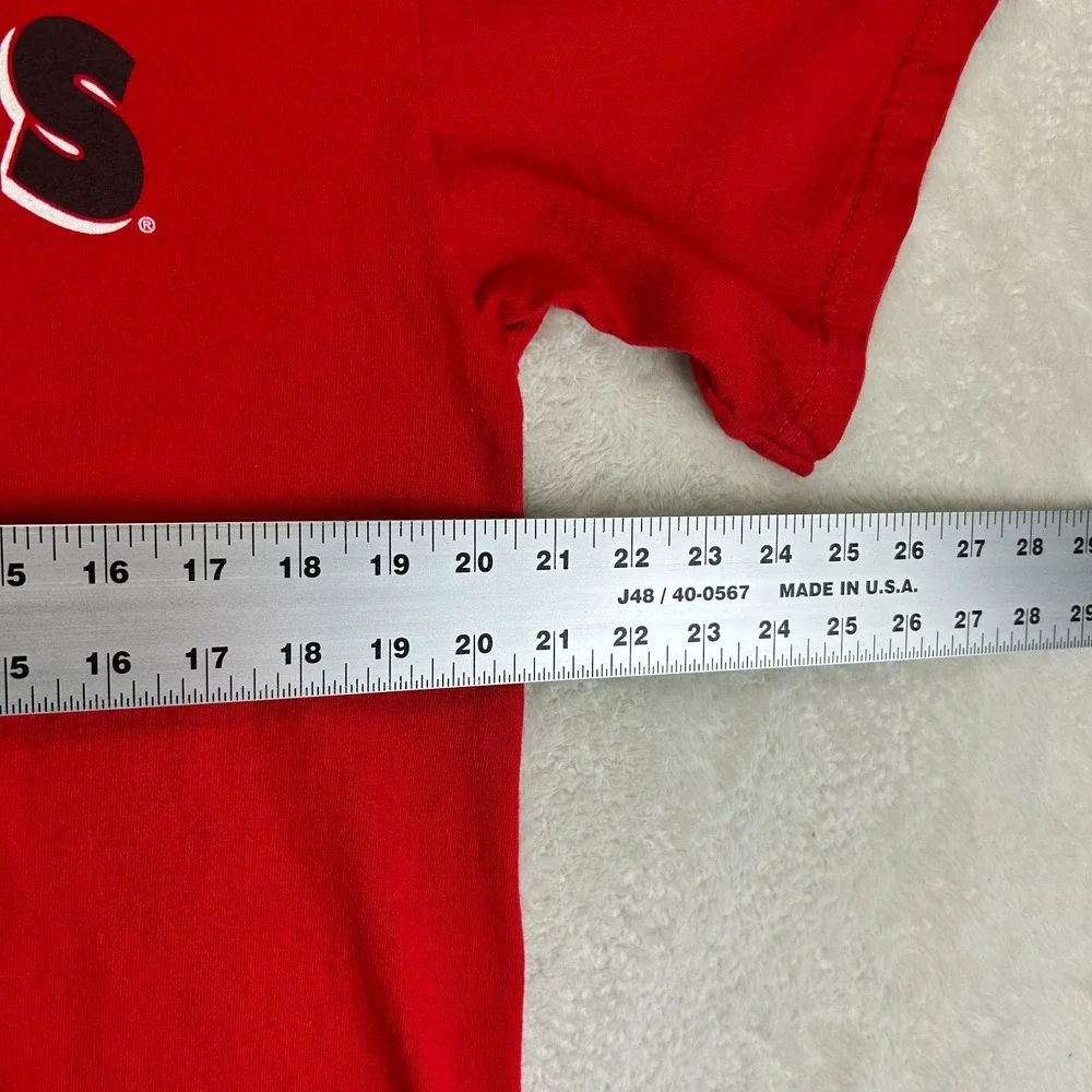 Vintage Lee T-Shirt Womens M Red Graphic Ohio State Buckeyes Short Sleeve